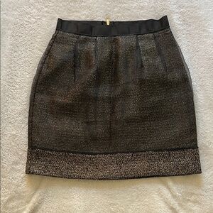 LOFT Black and Gold Mini Skirt